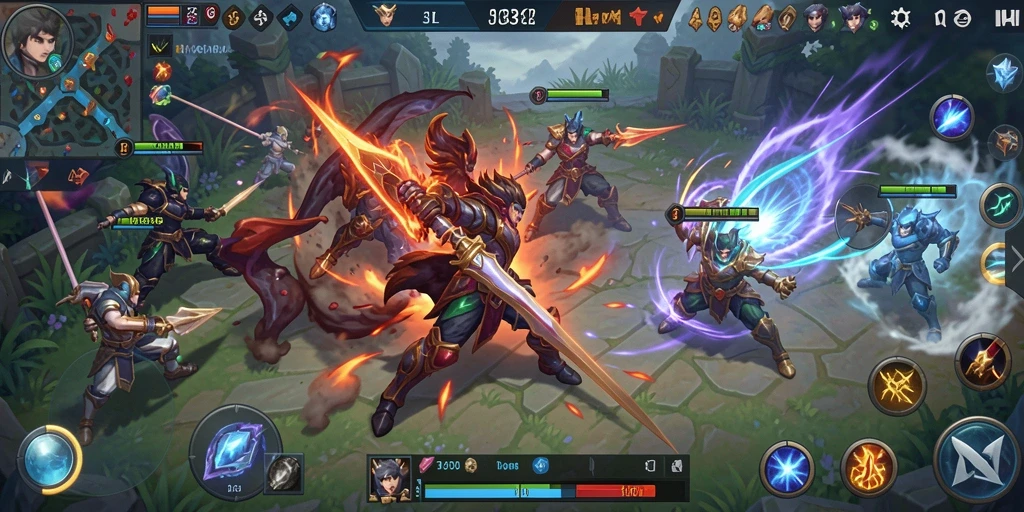 Tampilan aksi dan strategi dalam gameplay MOBA 33L.