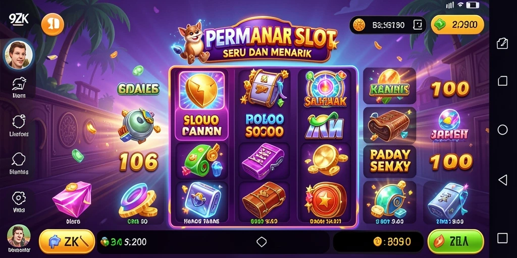Tampilan gameplay menarik dari 9ZK dengan berbagai tema slot.