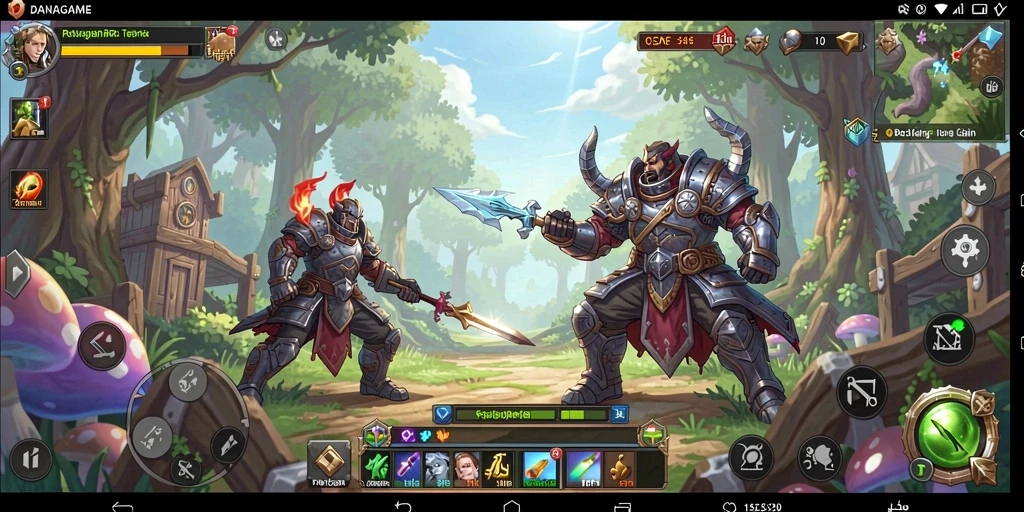Screenshot menunjukkan aksi seru gameplay RPG yang mendebarkan.