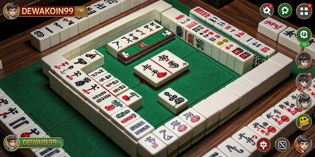 Tampilan dari gameplay <strong>DEWAKOIN99</strong> yang menarik dan interaktif di Mahjong.