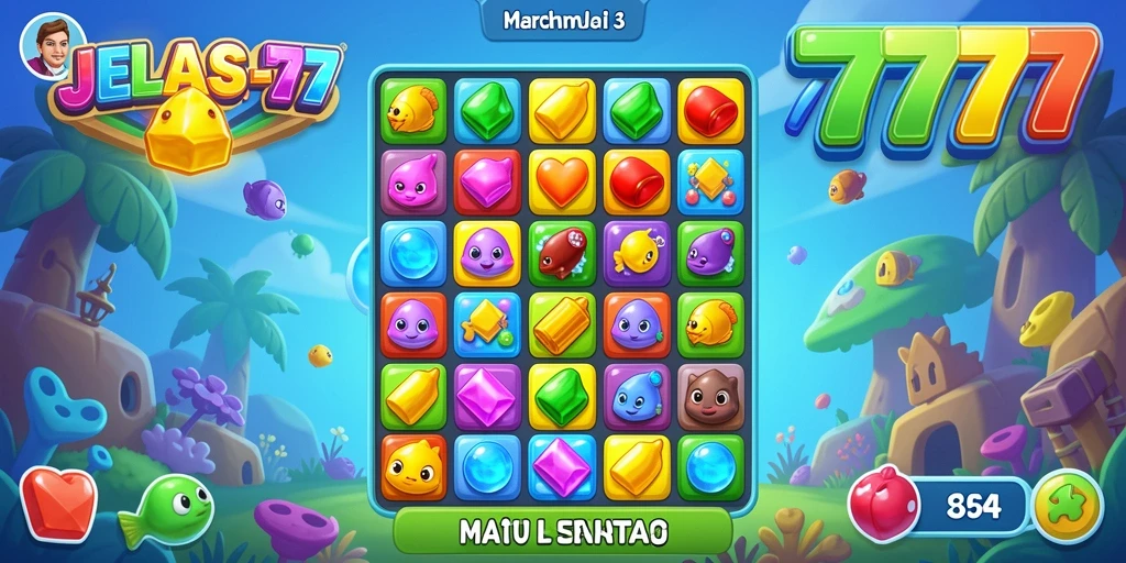Screenshot gameplay JELAS777 yang menunjukkan aksi match-3 yang menarik.