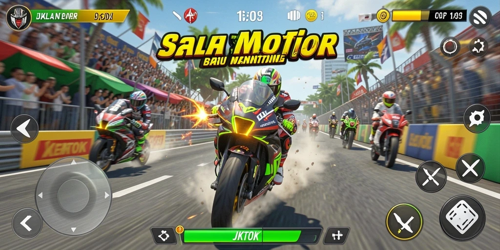 Tangkap momen balapan seru di JKTOK dengan tampilan dramatis gameplay.