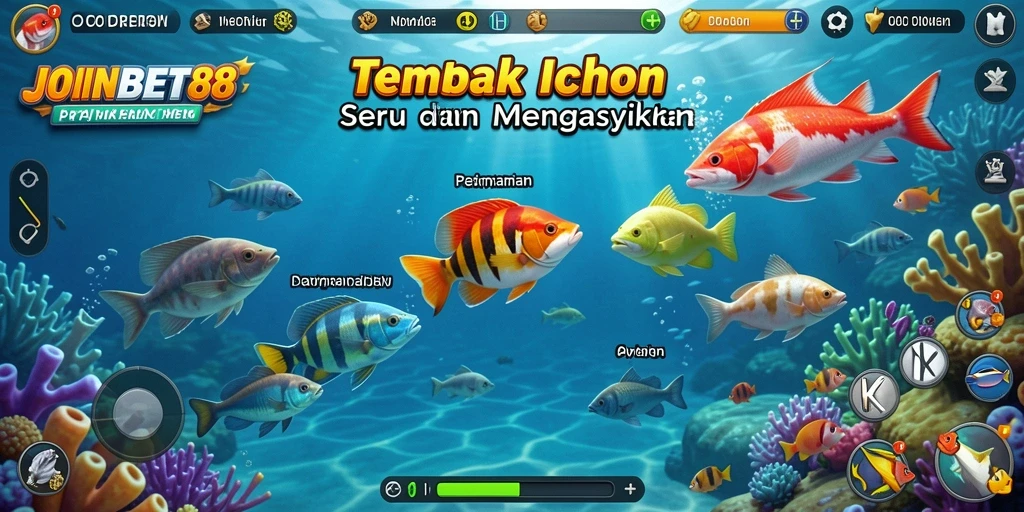 Screenshot gameplay <strong>JOINBET88</strong> yang menampilkan aksi menembak ikan.
