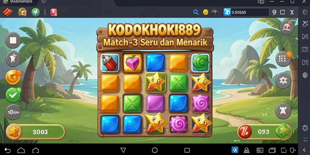 Screenshot KODOKHOKI889 menampilkan gameplay Match-3 yang seru.