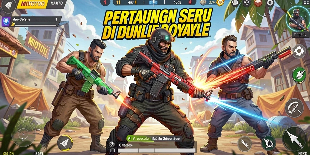 Tampilan seru permainan MIOTOTO Battle Royale dengan aksi bertempur.