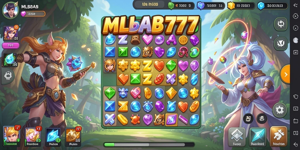 Tampilan gameplay seru di <strong>MLBB777</strong> dengan tantangan Match-3 yang menarik.