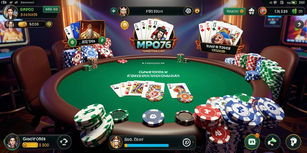 Screenshot MPO76 menunjukkan pemain menikmati permainan poker online yang seru.