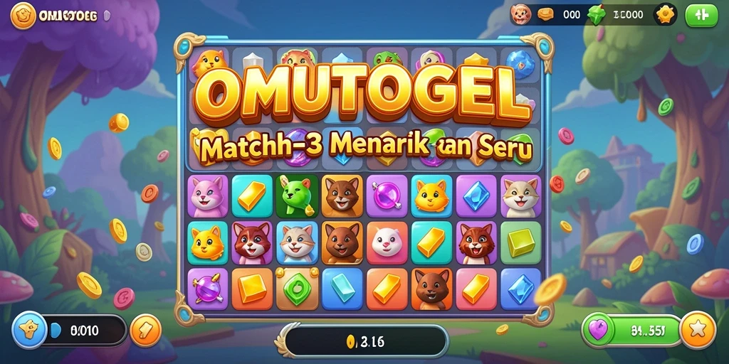 Screenshot gameplay OMUTOGEL yang menunjukkan momen mencocokkan bentuk.
