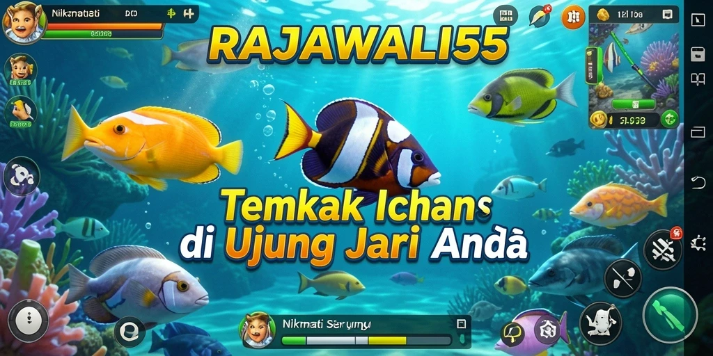 Tangkapan layar gameplay RAJAWALI55 menampilkan aksi menembak ikan yang seru.