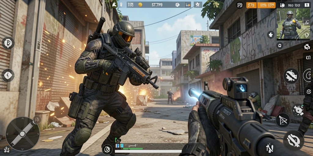 Tangkapan layar dari gameplay ST789 menunjukkan aksi pertempuran yang intens.