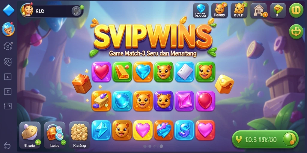 Screenshot <strong>SVIPWINS</strong> menampilkan gameplay Match-3 yang mengasyikkan.
